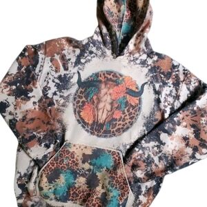 Western Cowhide Bleached Custom Sublimation Hoodie